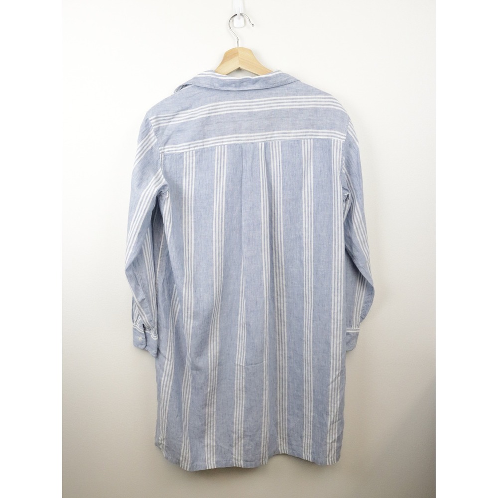 Frank Eileen Hunter Shirtdress Striped Classic Linen Small - Picture 3 of 10